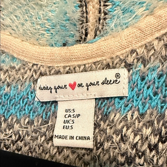 Chic Tribal Pattern Cardigan duster - Blue and Cream - super soft - oversized S - Picture 2 of 5